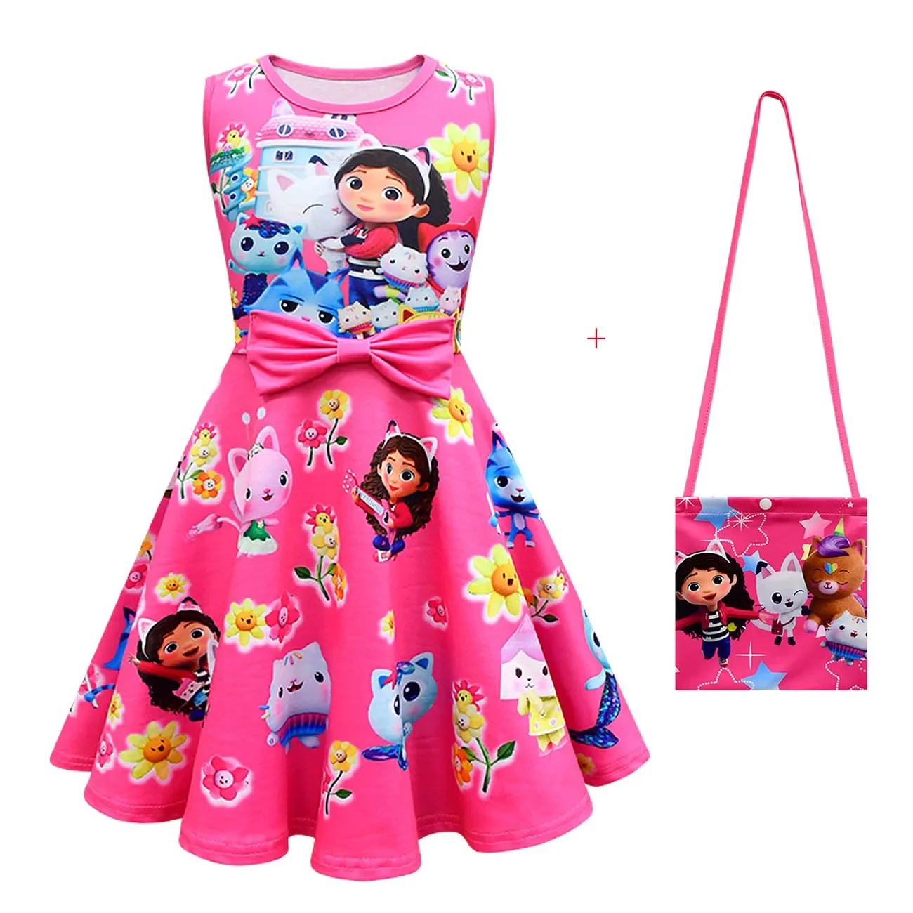 Gabby Cats Kids Girls Gabby's Dollhouse Princess Dress Summer Clothes Sleeveless Bow Sundress Children Birthday Party Clothing