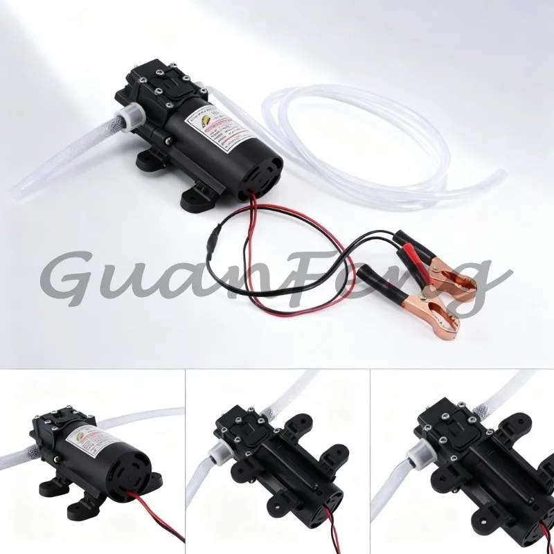 Heavy‑Duty 60W Pumping Unit, Hydraulic Oil Methanol Fuel Transfer Electric Pump, Vehicle Fluid Pump with Battery Alligator Clips