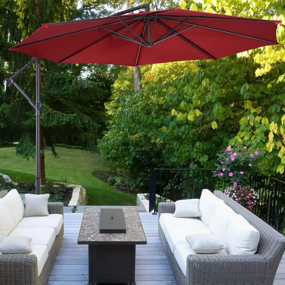 

10-Foot Hanging Patio Umbrella, Durable Polyester Outdoor Umbrella, Adjustable Shade for Garden, Deck, Backyard, Poolside, Beach