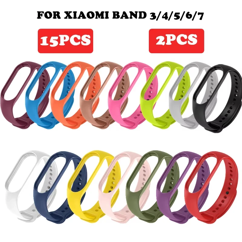 

2PCS Watchbands for Xiaomi Mi Band 7 bracelet Miband 5 6 NFC Replacement Wristband Sport Silicone correa mi band 7 6 3 4 5 strap