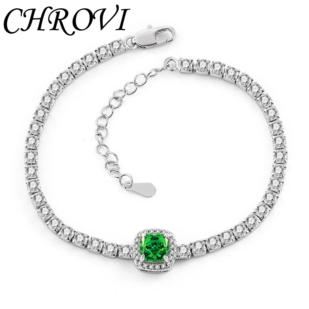 925 Reines Silber Funkelndes Edelstein-Eisblumen-Armband mit Hochkarätigen Diamanten im Prinzessinnen-Quadrat-Design – Detail 15