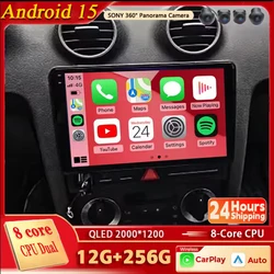 Android 15 2K QLED For Audi A3 2 8P 2003-2013 S3 2 2006-2012 RS3 Android Car Radio Multimedia Video Player GPS Stereo CarPlay 4G