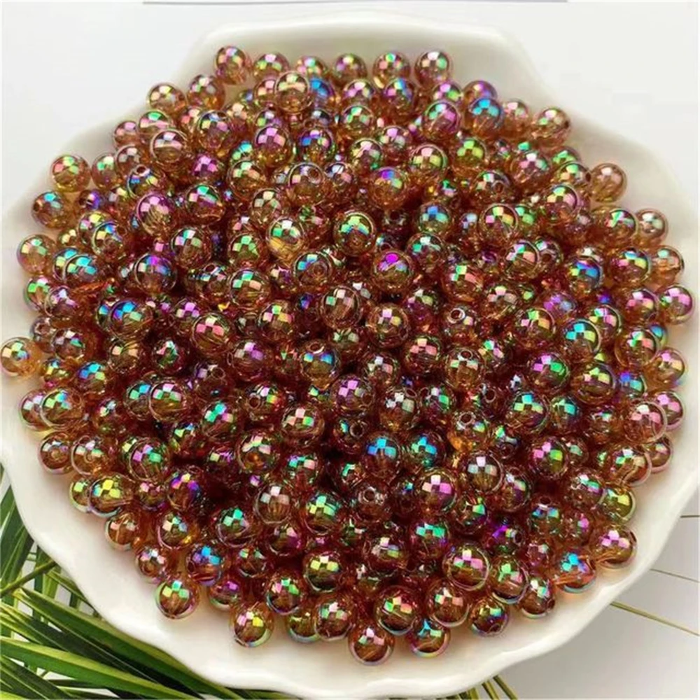 4/5/6/8/10MM Wholesale AB Color Round Acrylic Beads Straight Hole Transparent For Jewelry Making DIY Bracelet