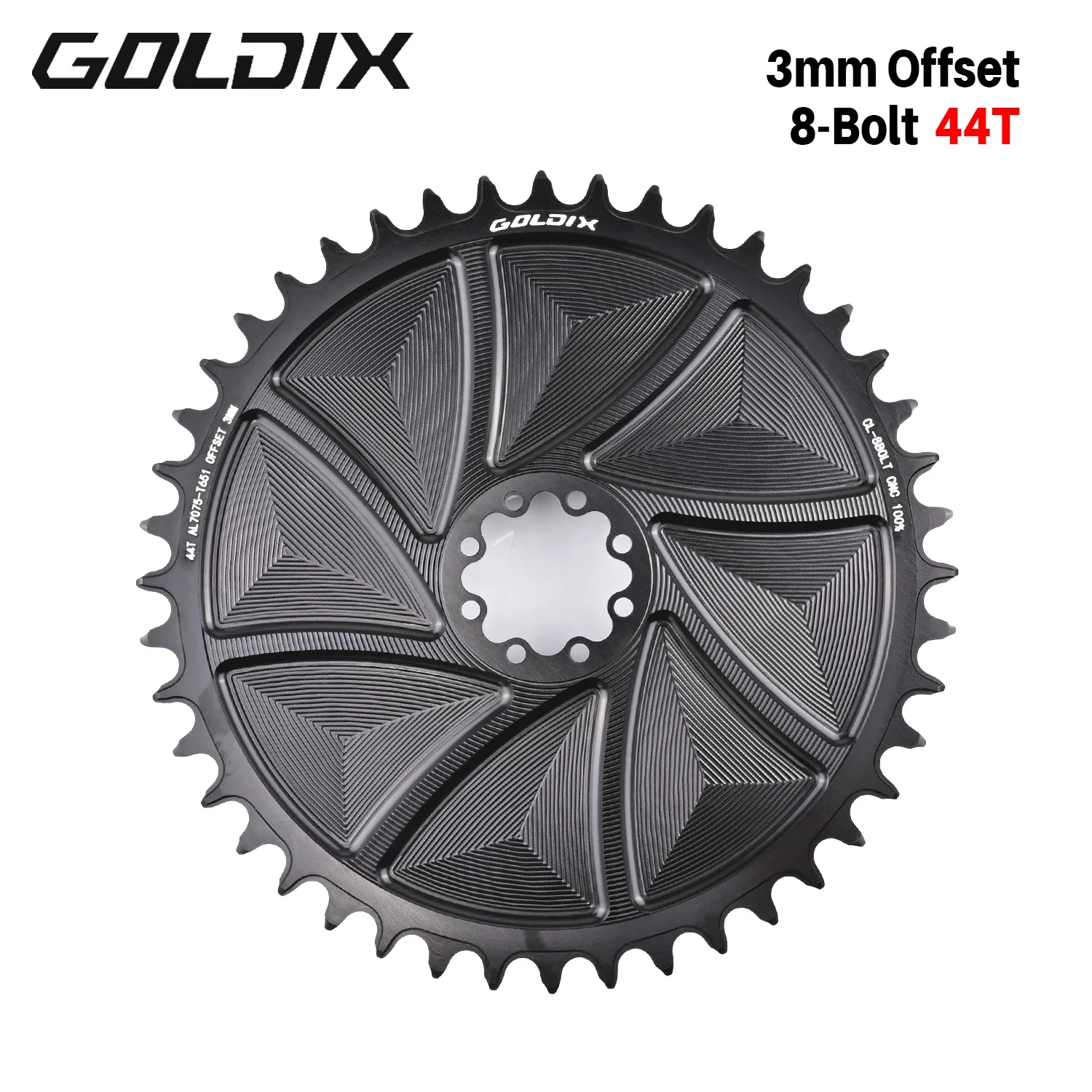 GOLDIX 8-Loch-Direct-Mount-AERO-Fahrradkettenblatt, schmal-breit, CNC-gefrästes Aluminium-Kettenrad für Rennrad- und MTB-Kurbelgarnituren