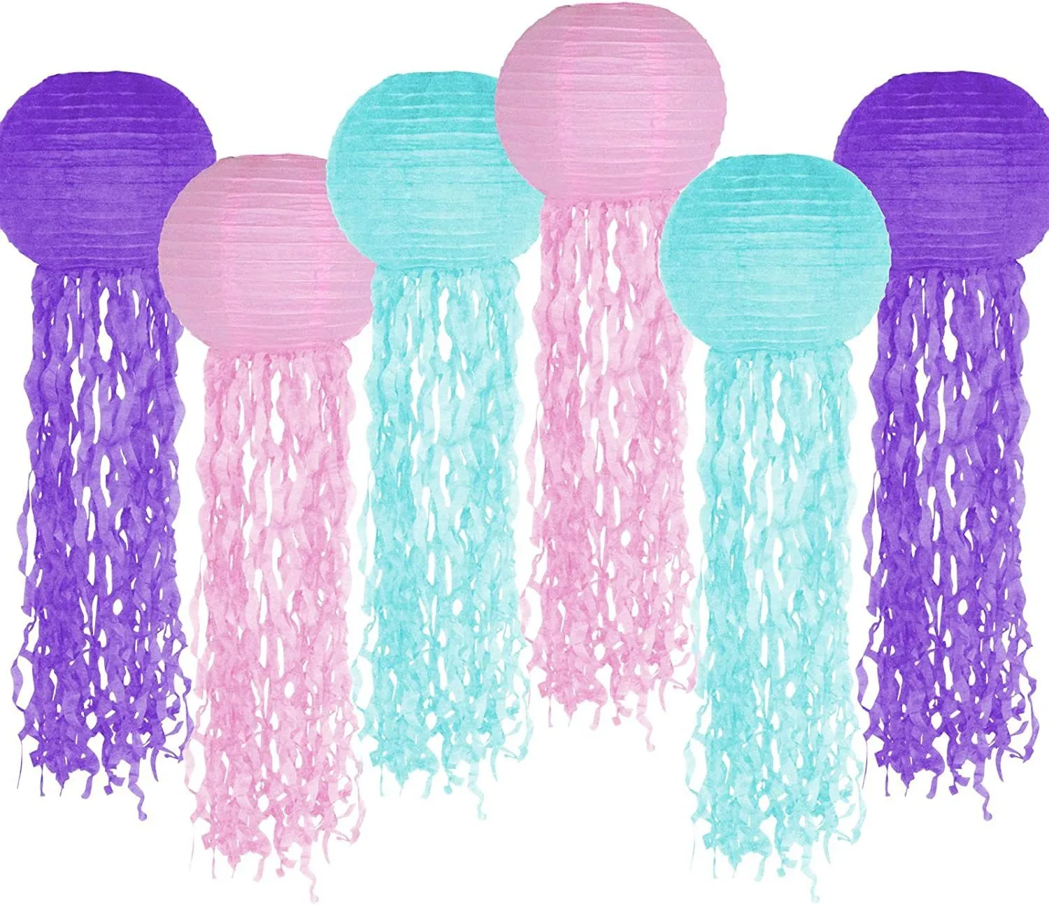 Mermaid Party Decor Jellyfish Paper Lantern Under The Sea Happy Little Mermaid Birthday Party Supplies Colorful Hanging Lanterns