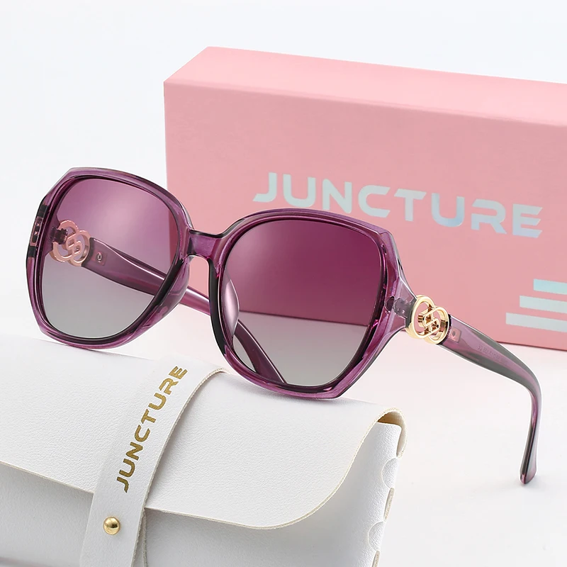 

JUNCTURE Polarized Women Sunglasses Fashion Cat Eye Sun Glasses Big Frame Purple Gradient Lady Glasses Sunglasses for Women