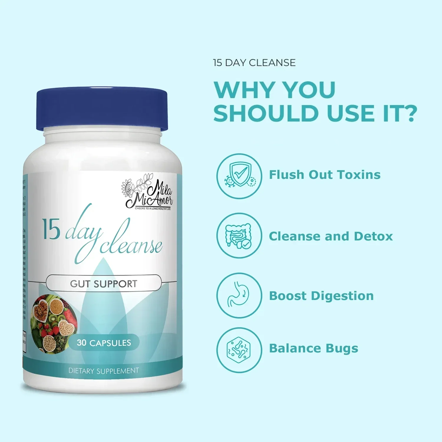 15 Day Cleanse - Colon Cleanse, Digestive Health, Constipation and Bloating Relief, Weight Management