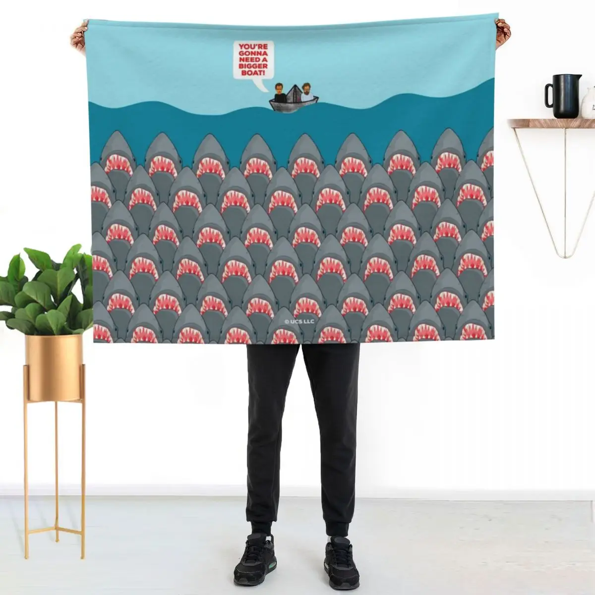 

Jaws Movie Sharks Throw Blanket Wrinkle Resistant Lightweight Blanket