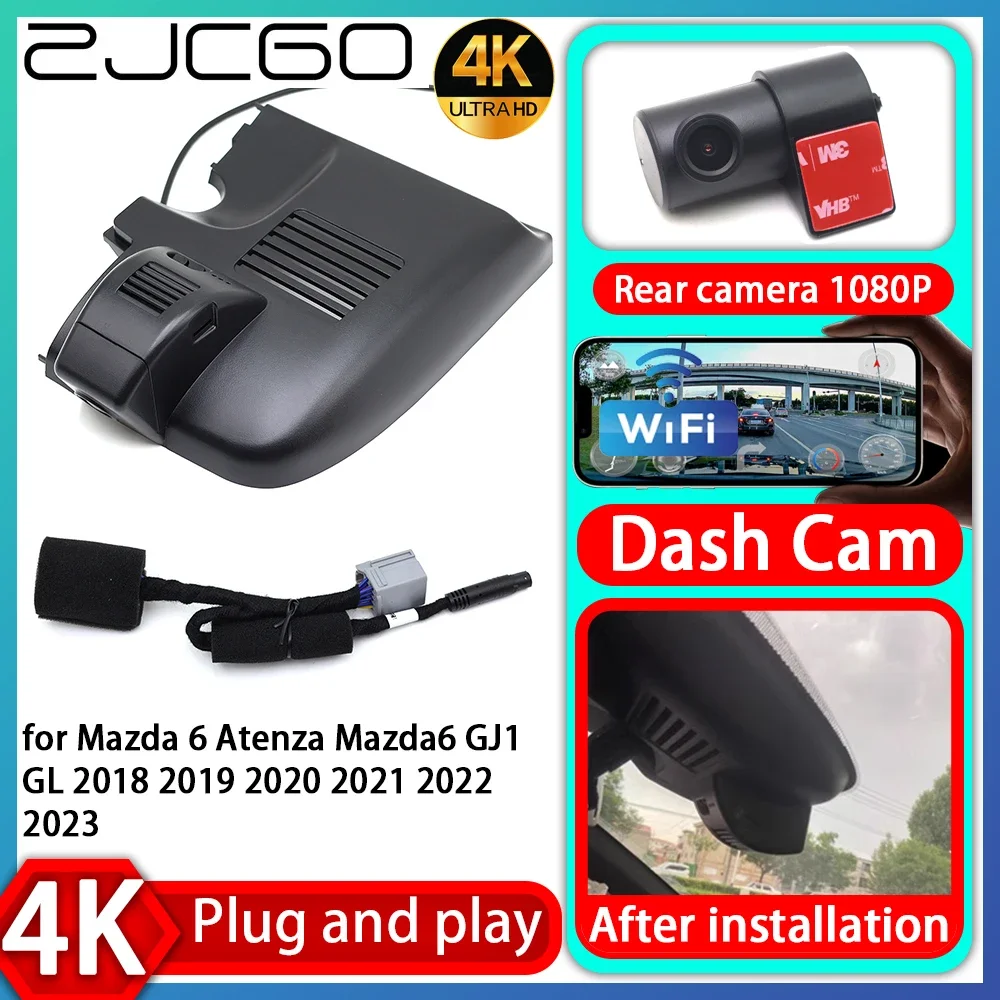 

ZJCGO UHD 4K 2160P Plug and Play DVR Dash Cam Video Recorder For Mazda 6 Atenza Mazda6 GJ1 GL 2018 2019 2020 2021 2022 2023