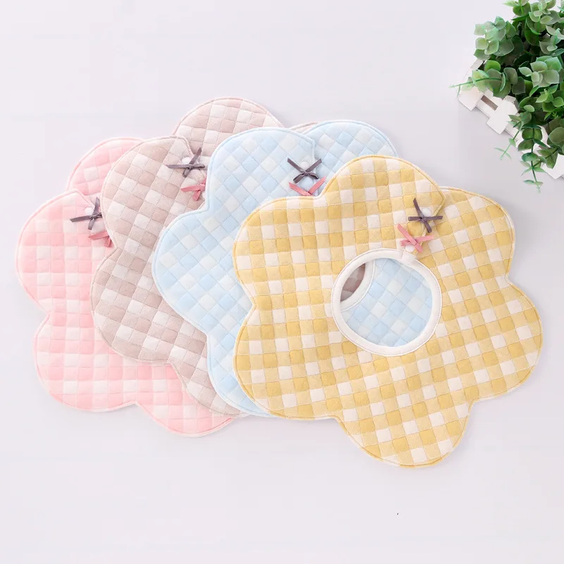 Baby Bibs 360 Degree Rotation Cotton Checkered Muslin Baby Kids Bandana Burp Cloth Soft Newborn Infant Saliva Towel Baby Stuff