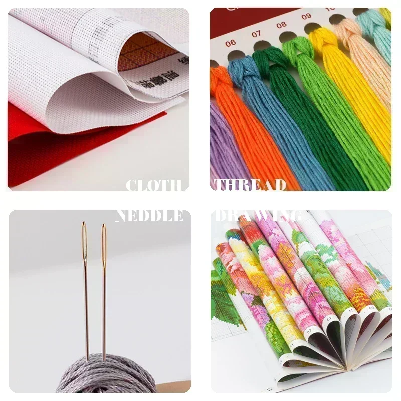 Joy Sunday Kit punto croce coniglietto con albero di natale Kit ricamo punto croce stampato 14CT Set ricamo Kit punto croce