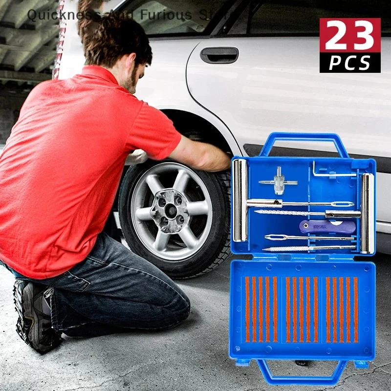 Car Tire Repair Tool Set Car Repair Toolbox 23 Piece Set Motorcycle Tire Quick Repair Emergency Kit Portable Handheld