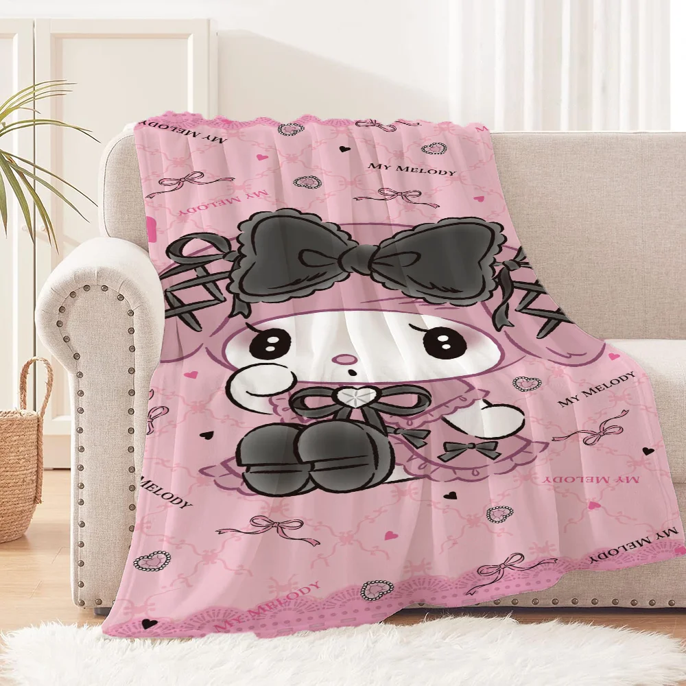 Fluffy Plaid K-Kuromi Kawaii Blanket Bed Luxury Throw Blankets Sofa Decoration Hairy Blankets for Bed Blanket 150cm X 200cm Knee