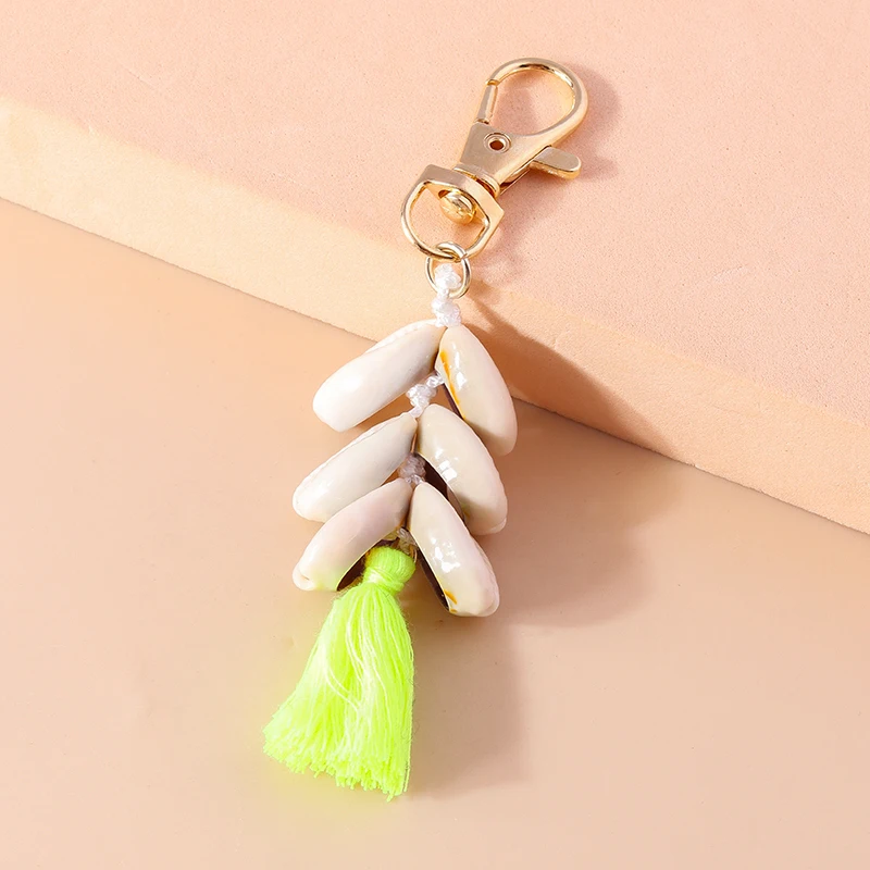 Bohemian Tassel Keychain Summer Beach Shell Charms Keyrings for Women Men Car Key Handbag Pendants Key Chains DIY Accessories