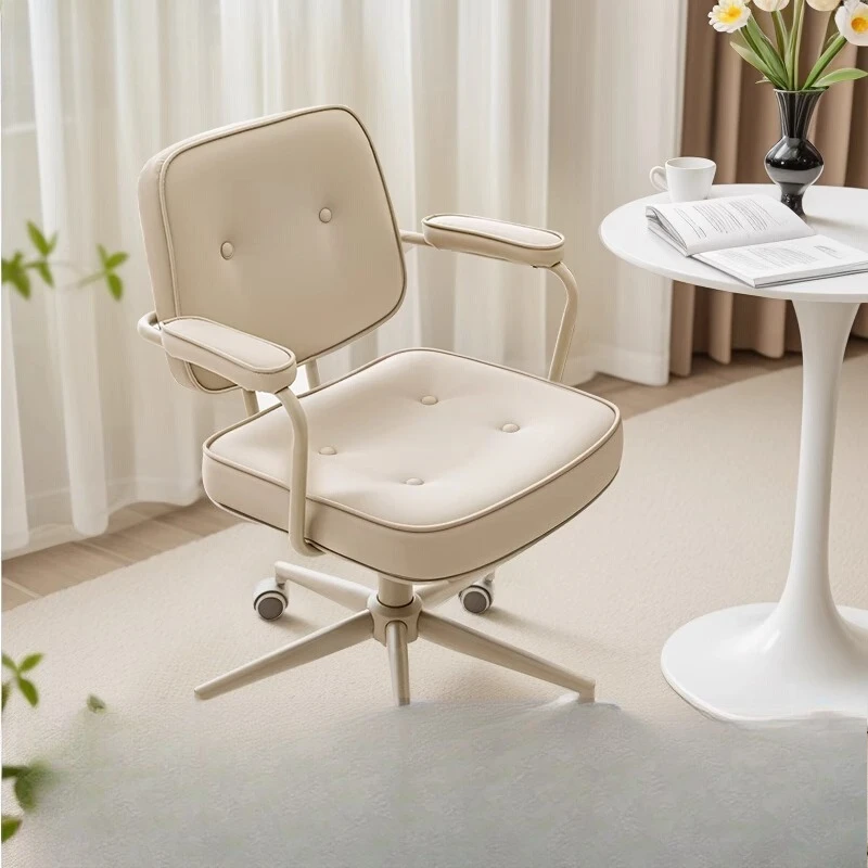 

Cream study chair desk chair home bedroom sedentary comfortable backrest seat lift swivel chair office computer