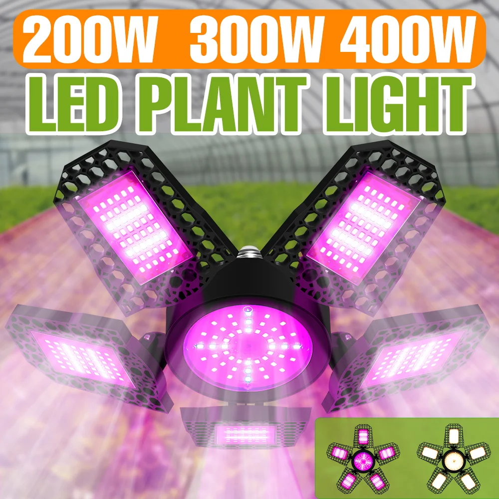 

Светодиодная лампа для выращивания растений 400 Вт, E27/E26, полный спектр, для рассады, теплиц, фруктов, овощей, гидропоники, освещение для культивации