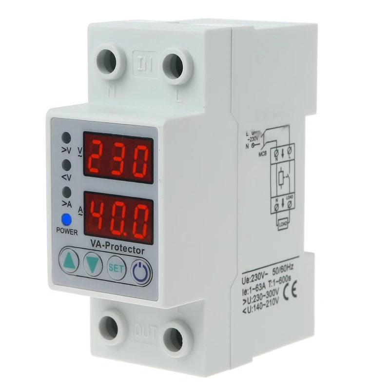 M6CF Overvoltage & Overcurrent Protector Undervoltage Delay Automatic for Protection Current Protective Device 63A