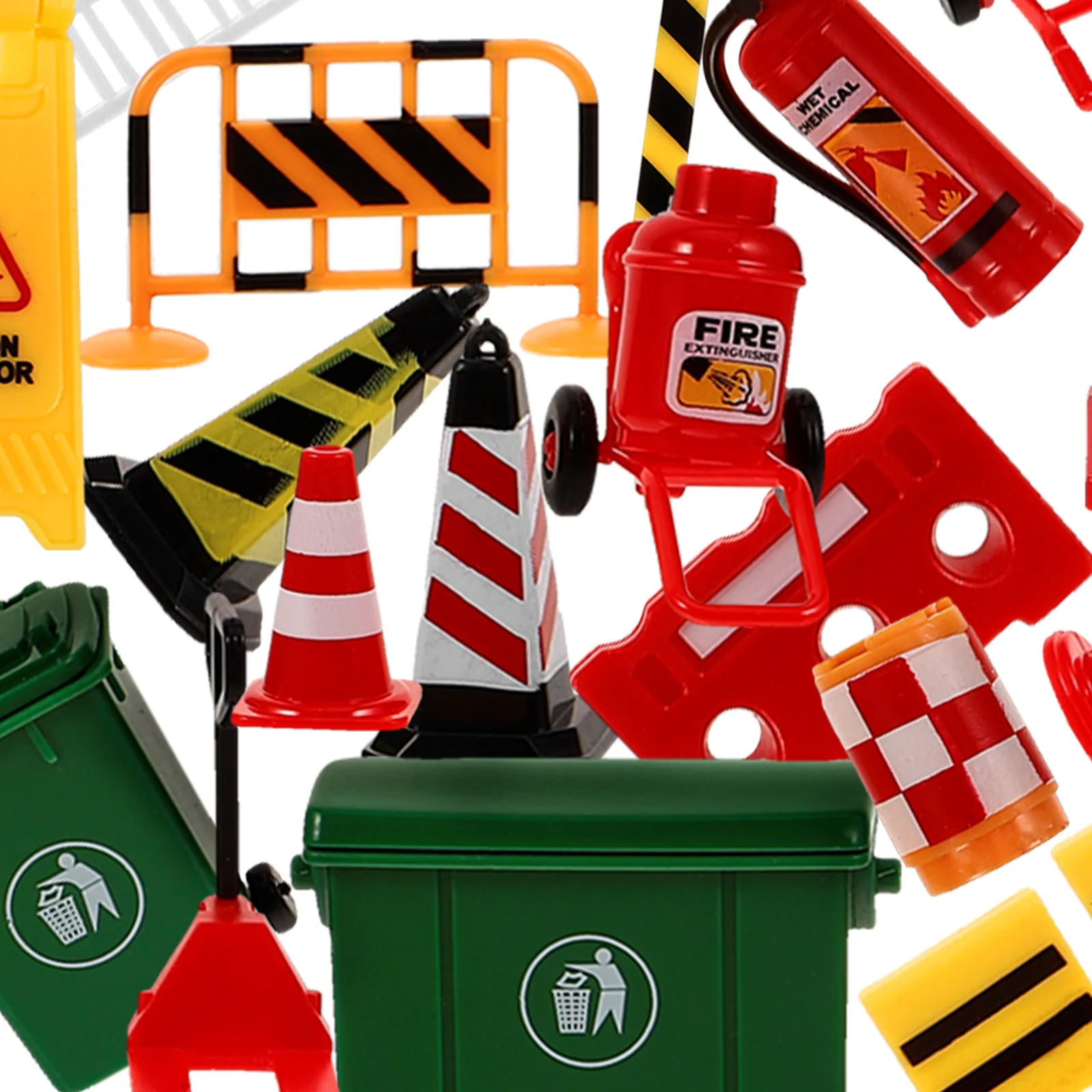 19 Pcs Miniature Model Toys Road Signs Scene Plastic Cones Street Toddler Kids Early Education Traffic Aid