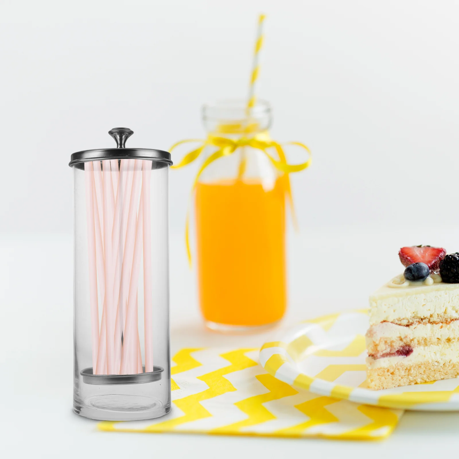 

Стеклянное ведро для хранения соломы, держатель из нержавеющей стали, диспенсер для соломы, контейнер для хранения кухонной утвари, многофункциональный органайзер