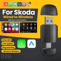 Wireless Android Auto Adapter CarPlay Adapter USB Type-C 2 in 1 for Skoda Yeti Fabia Octavia Rapid Superb Karoq Kodiaq Scala