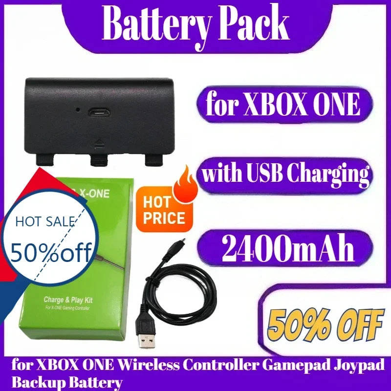 

2400mAh Rechargeable Battery Pack with USB Charging Cable for XBOX ONE Wireless Controller Gamepad Joypad Backup Battery