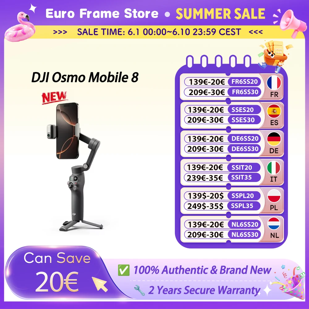 Stabilisateur de smartphone DJI OM8 Osmo Mobile 8, stabilisateur de téléphone portable à 3 axes, marque originale neuve OM8