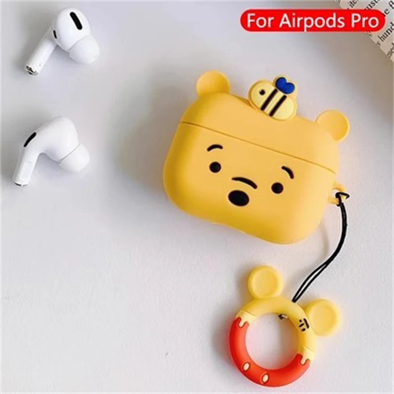 Disney Cartoon Cute Winnie the Pooh custodie in Silicone per Airpods 1 2 3 Pro custodia protettiva per auricolari Wireless Bluetooth
