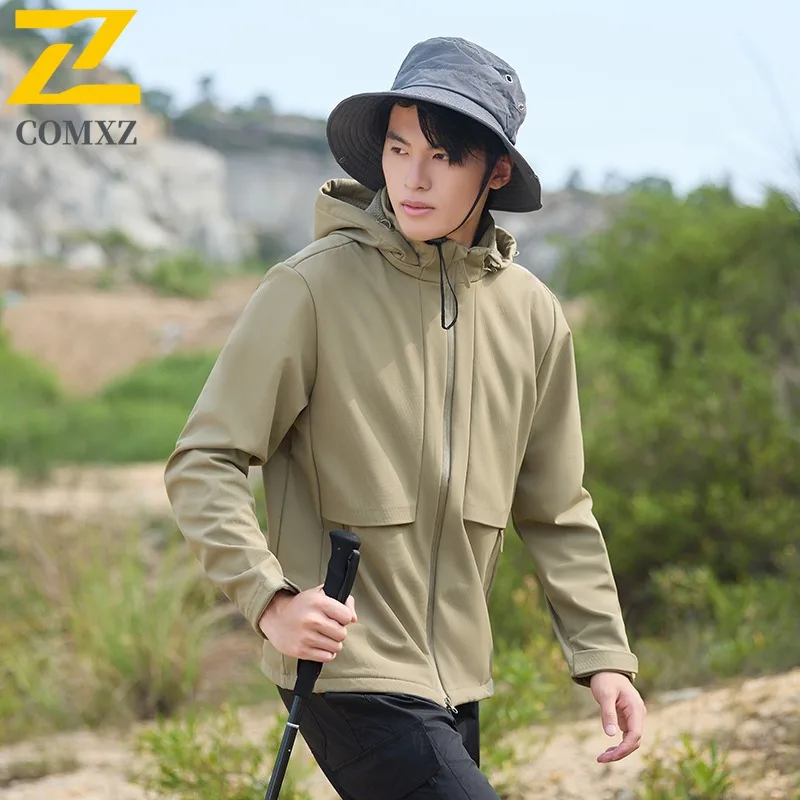 

COMXZ 2025 куртка в горном стиле Softshell уличная альпинистская куртка модное повседневное пальто молодежное пальто с капюшоном