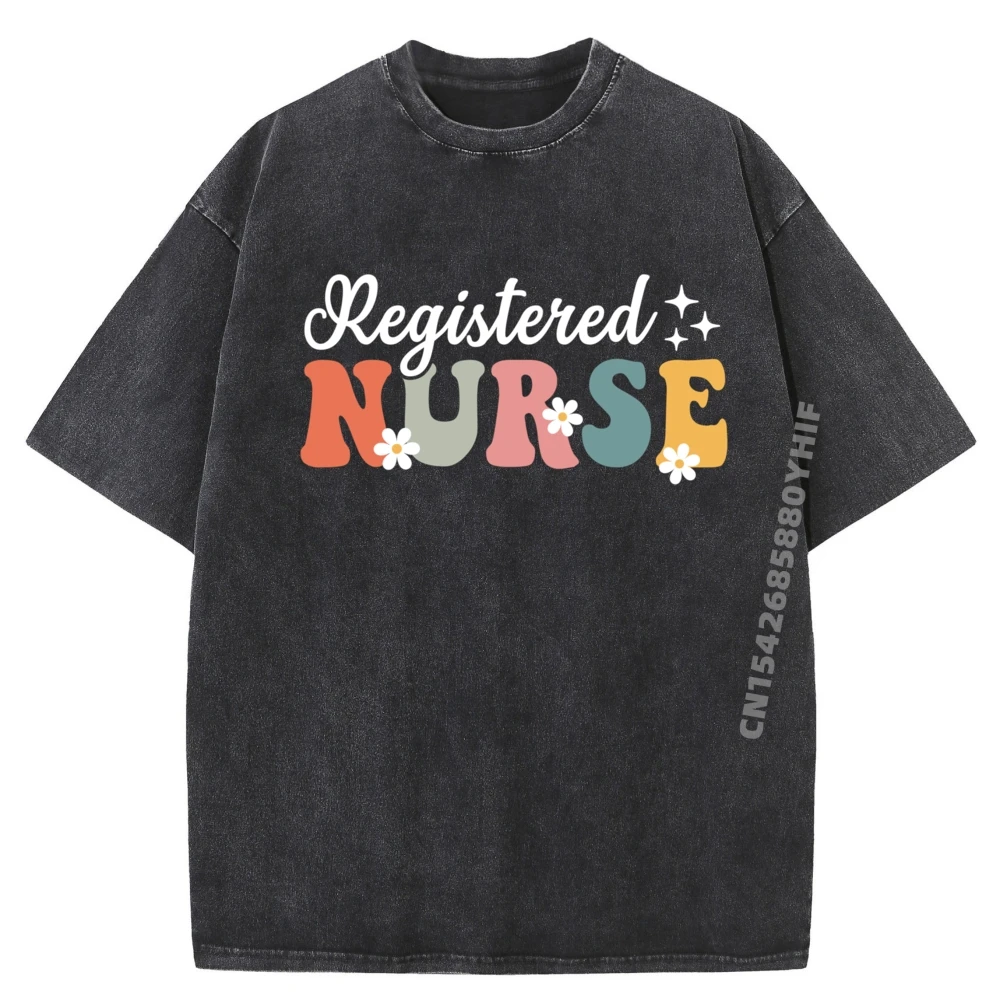 

Регистрационная медсестра RN для студентов-медсестер в стиле ретро, забавная рубашка, мужская рубашка с принтом, свободная стираная одежда