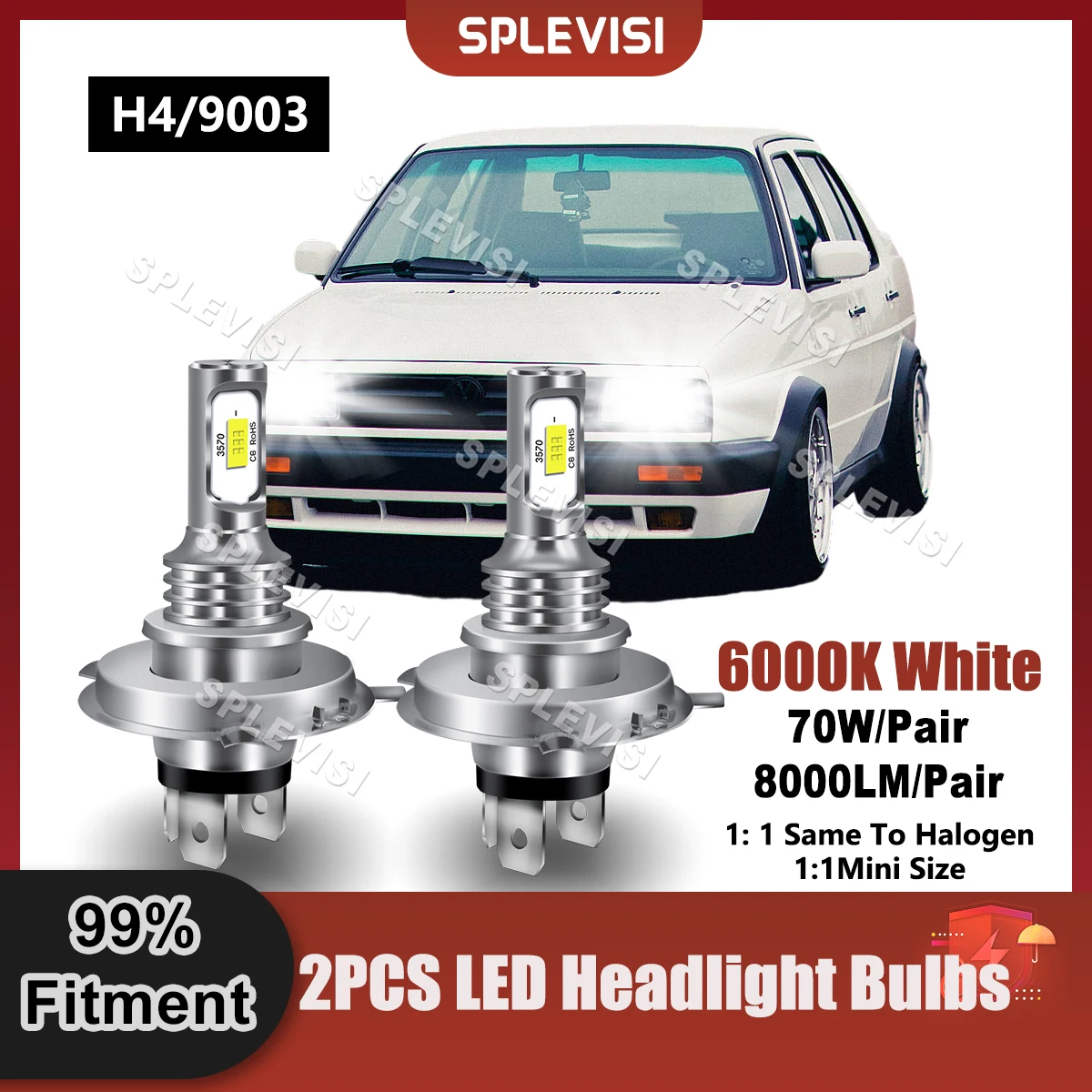 

Automobile LED Headlights High Low Beam 9V-24V 8000LM For VW Jetta MK II Saloon 1984 1985 1986 1987 1988 1989 1990 1991 1992