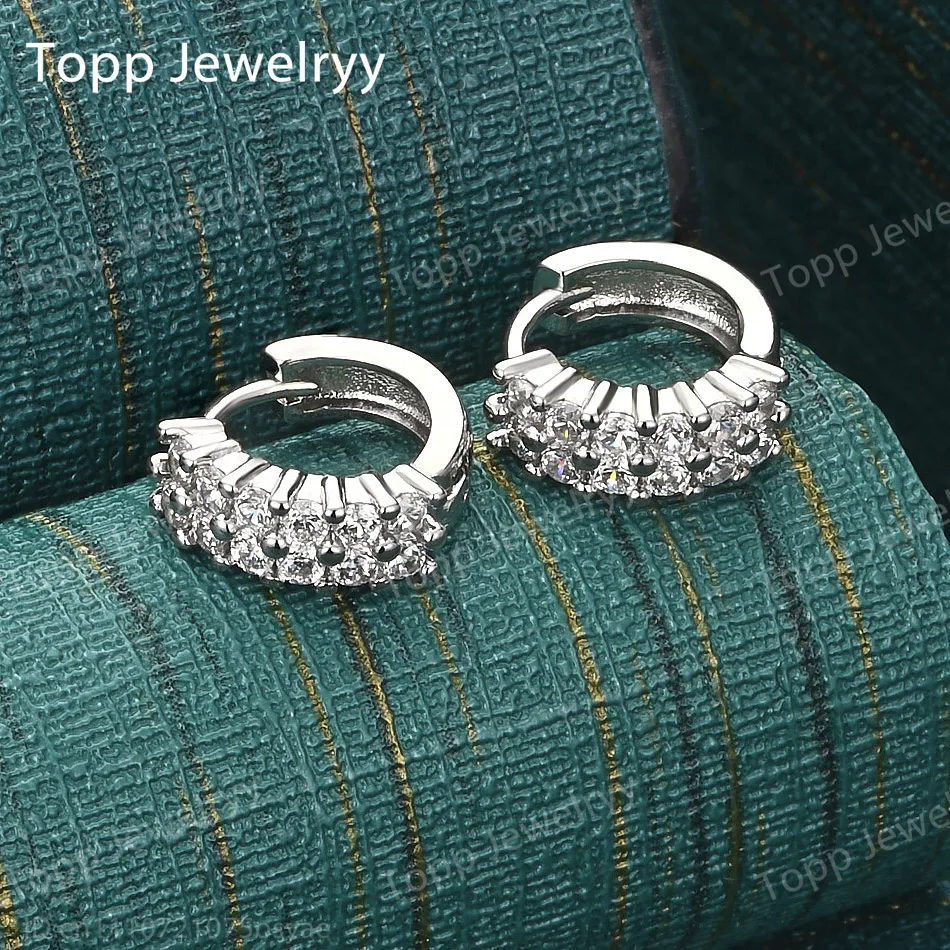 

Elegant 925 Sterling Silver Exquisite Double Row Zirconia Clip-on Earrings - Stylish Women's Wedding Jewelry Gift