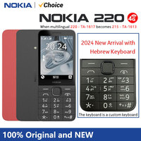 2024 New Original Nokia 220 4G Feature Phone with Hebrew Keyboard Dual SIM 1450mAh Bettery 2.8\