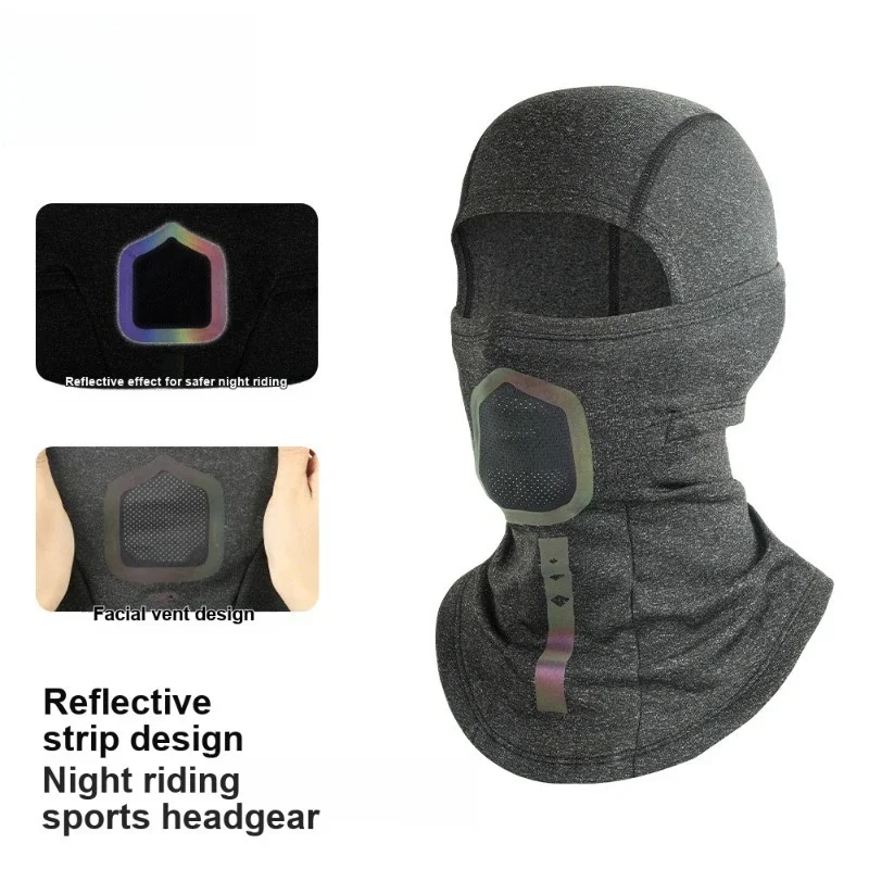 Winter Riding Balaclava Hat Thickened Fleece with Reflective Strip Protective Integrated Warm Neck Protection Head Cover