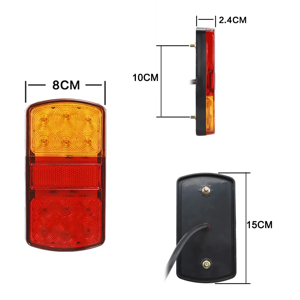 1Pair Waterproof 24 LED Taillights 12V Trailer Truck Lorry Stop Rear Tail Light Auto Car Signal Lamp Caution Indicator Fog Light