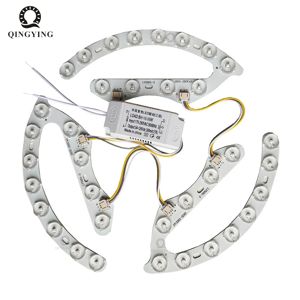 Doul Color Ceiling Lamp LED Module 9W 12W 18W 24W 30W With Lens and Driver, 3000K 4500K 6500K Three Colors Light Source For DIY