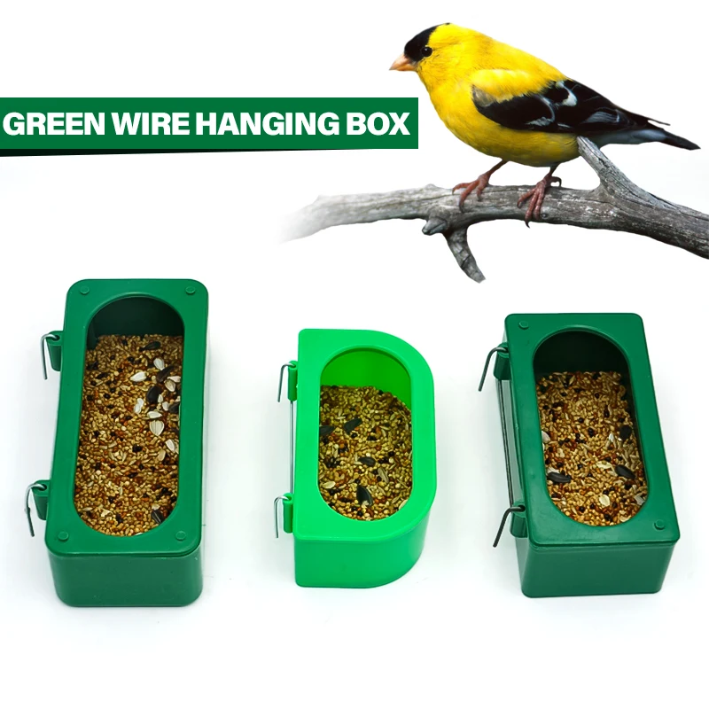 1pcs Pet Birds Hanging Feeding Trough Parrot Food Water Bowl Dual Feeding Cup Plastic Bird Pigeons Cage Feeder Stand Drinker Box