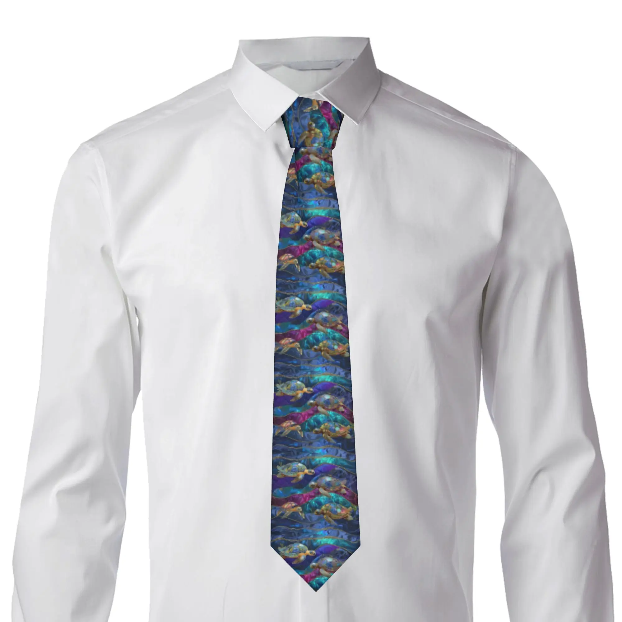 Formal Shimmering Sea Turtles  Neck Tie Men Silk Ocean Marine Life  Necktie for Office Cravat