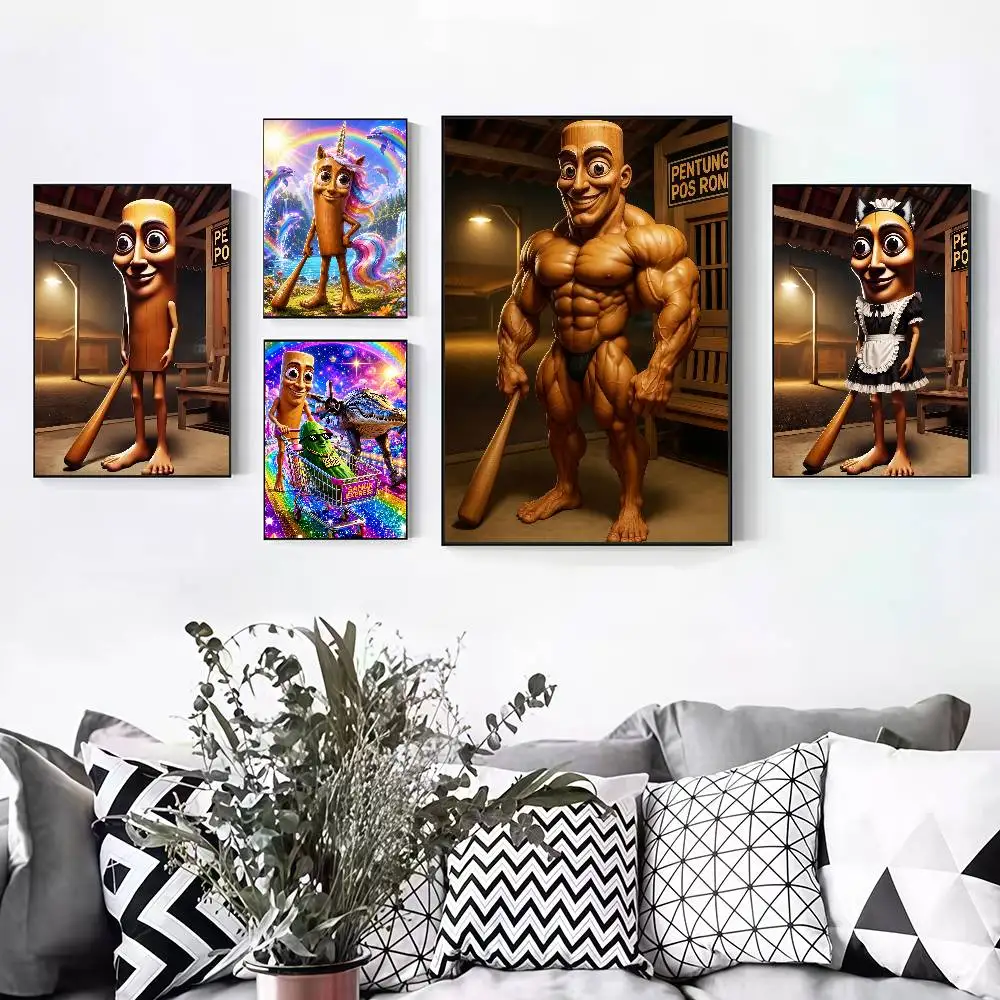Funny Tung Tung Tung Sahur Peelable Self-adhesive Poster Stickers Are Suitable For Frameless Wall Decoration In A Room