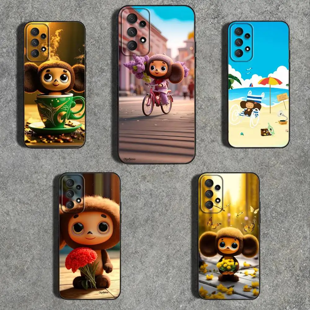 

Cartoon C-Cheburashka COOL Phone Case For Samsung Galaxy A 91,80,73,72,71,53,52,51,22,5G Shockproof Soft Black Cover