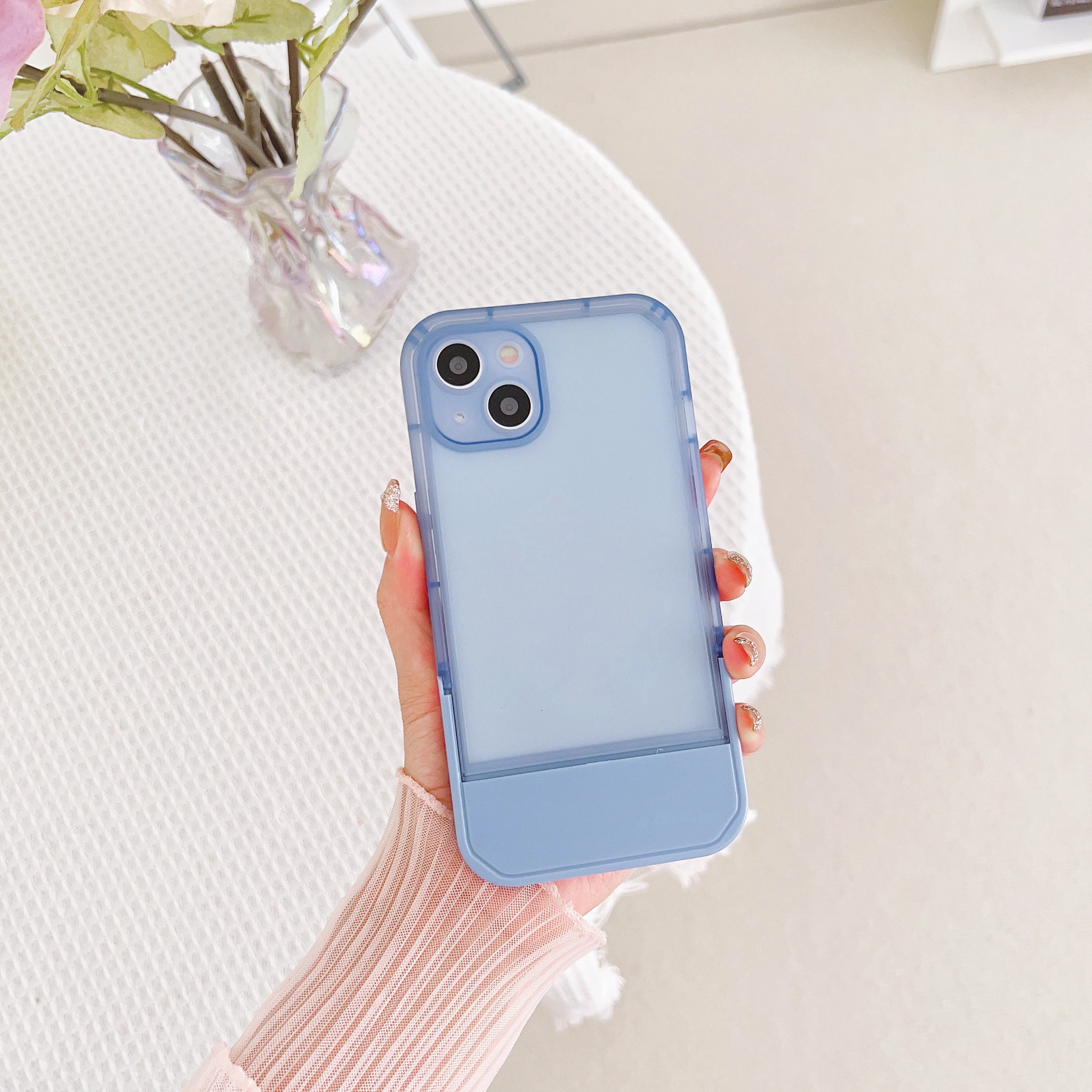 Luxury Holder Stand Bracket Transparent Silicone Phone Case For iPhone 14 13 12 Pro Max 11 7 8 Plus X XS XR SE3 Clear Soft Cover