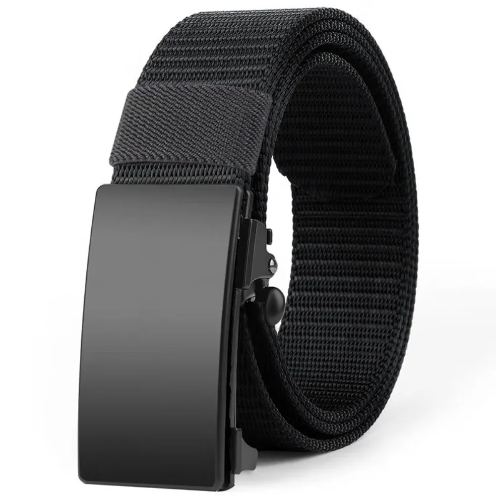 

Adjustable Alloy Men Nylon Belt Solid Color Texture Cloth Waistband Automatic Buckle Durable Sturdy Cloth Belt Suit