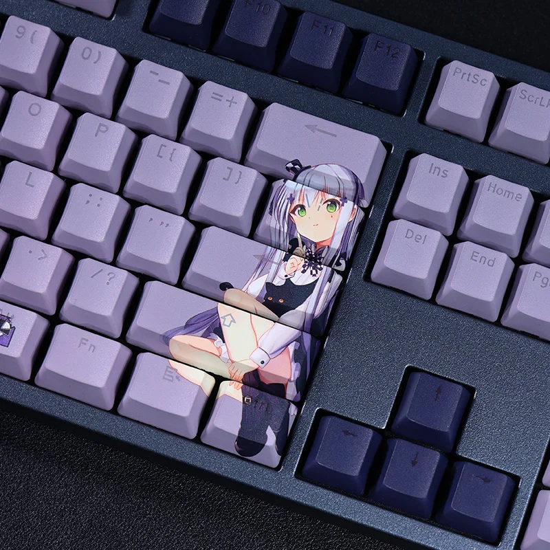 Juego de teclas de subcama PBT Dye para Arknights Hobby Max HK416, 2 dimensiones, dibujos animados, Anime, perfil OEM, retroiluminado