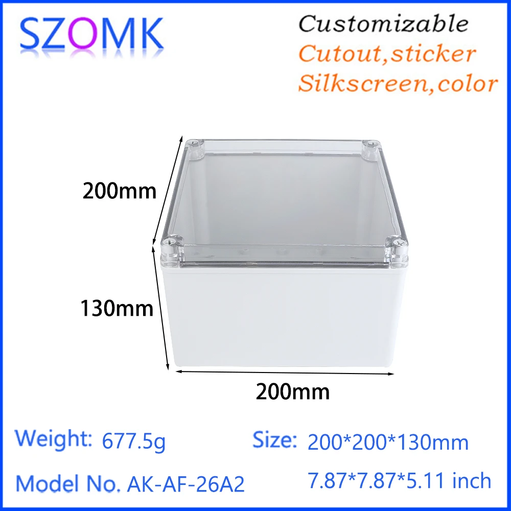 200x200x130mm Ip67 Plastic Waterproof Electrical Junction Box Custom Ip67 Waterproof Enclosure Abs Pc Plastic Sheet