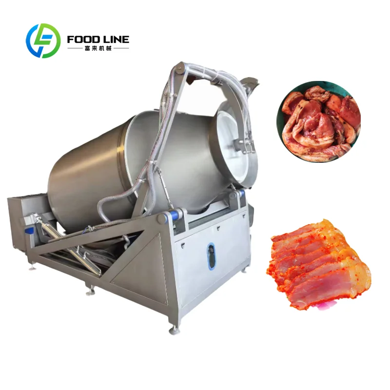 Customized vacuum tumbler seafood curing machine hydraulic optional cooling stainless steel for fish shrimp seafood factory