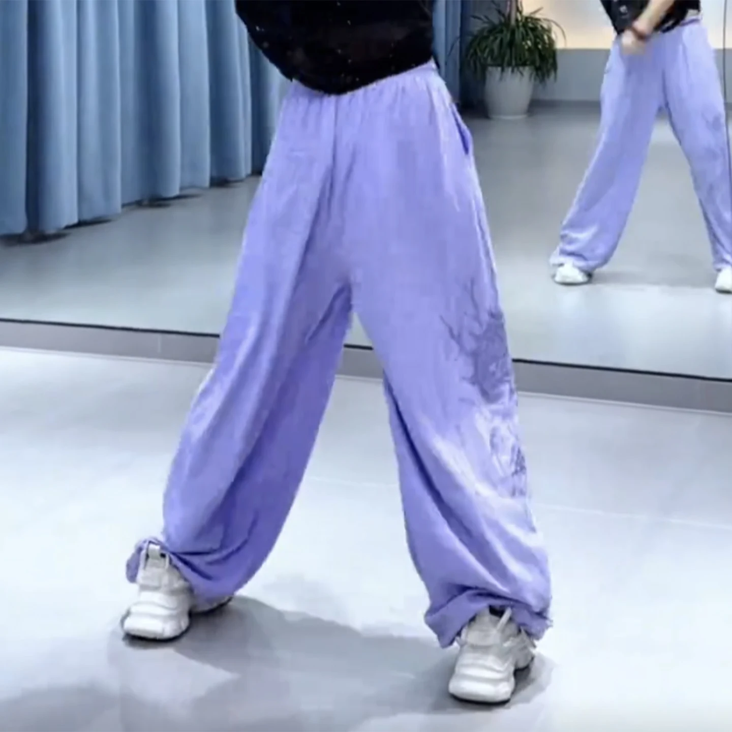 summer-fashion-purple-casual-square-dance-pants-women's-loose-dancing-sports-straight-leg-wide-leg-sweatpants-trendy