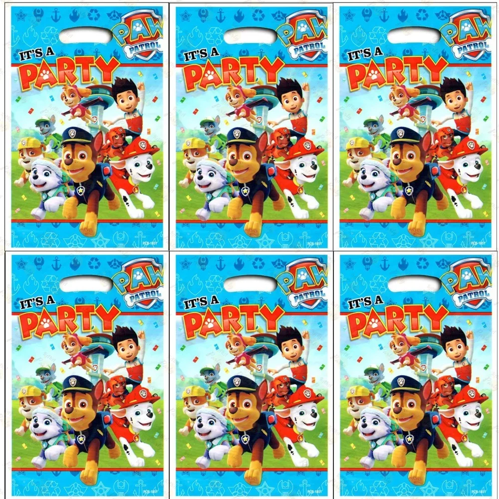 Cute Cartoon Baby Shower Party Favor Gift Bags Paw Patrol Candy Bag Handle Gift Bags Paw Dogs Themed Birthday Party Decoration