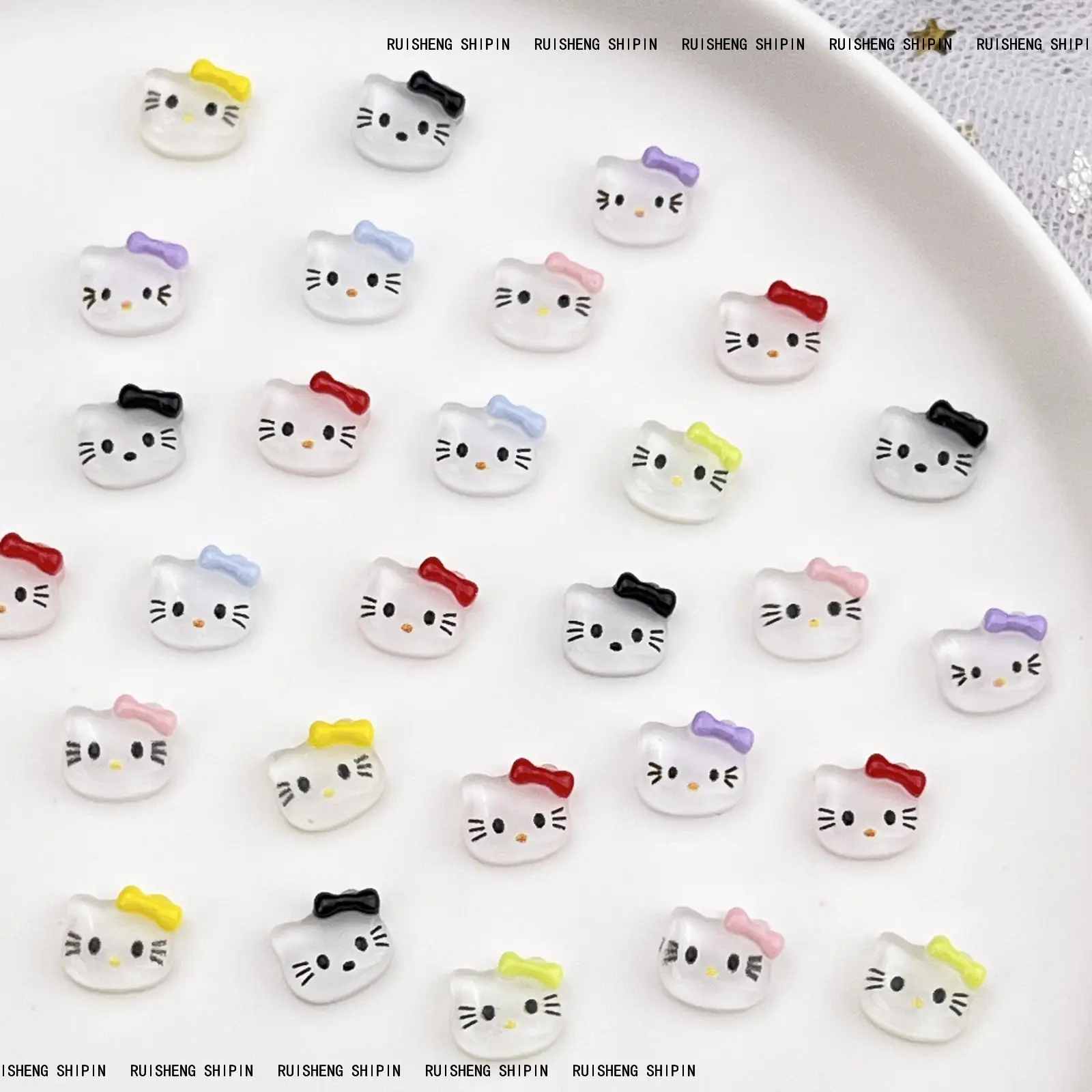 20pcs miniso kt cartoon nail charms for diy nail making cute mini resin flatback nail art decoreation