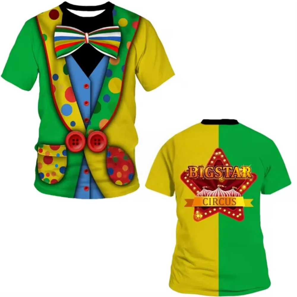 حفلة حمى تي شيرت رجالي شخصية الإبداعية هالوين تأثيري مهرج زي الرجال النساء قصيرة الأكمام ملابس للرجال أنيقة