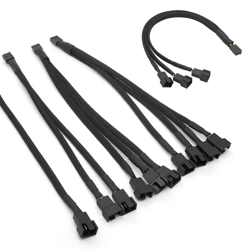 4 Pin Pwm Temperature Control Fan Cable 1 To 4/3/2/1 Ways Splitter Black Sleeved Extension Cable Connector Pwm Extension Cables