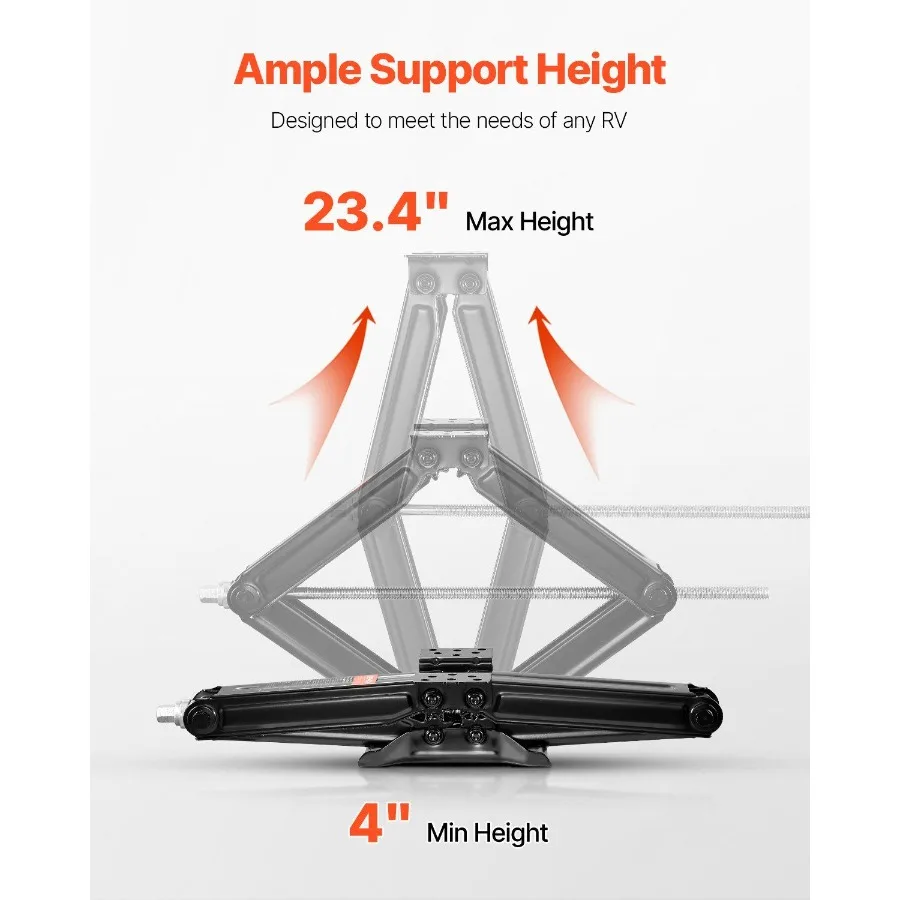 Jack a forbice per camper 5000 libbre 23,4 pollici Jack a forbice livellante per stabilizzatore per camper Set di 2